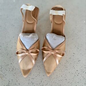 Elegant Cosy Island Bowknot Grace Pointed Toe Heeled Slingback Shoes